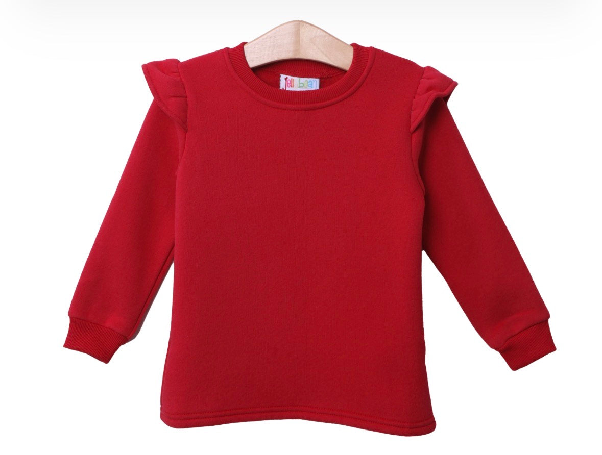 Ruffle Sweatshirt-Red