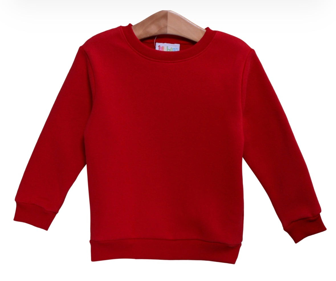 Pullover Fleece Sweatshirt-Red