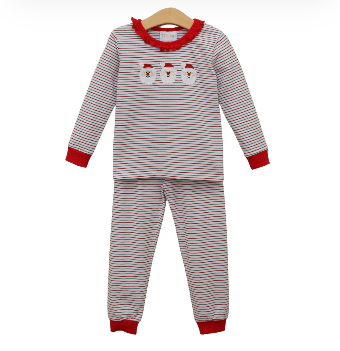 Christmas Candy Stripe Santa Ruffle Set