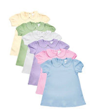 Scalloped Short Sleeve Collared Dress