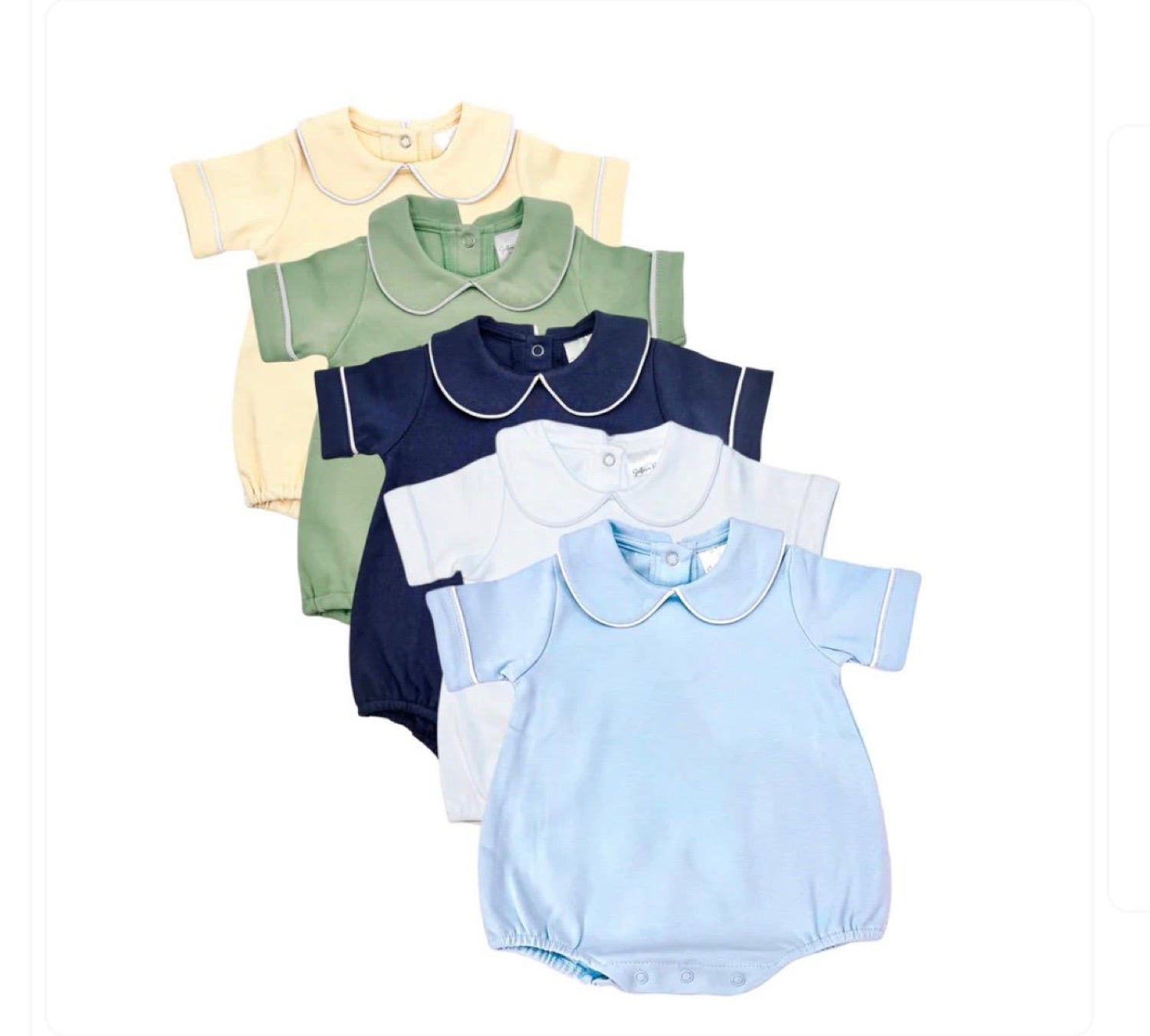 Short Sleeve Piped Collar Romper