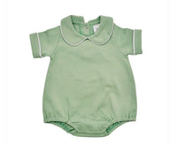 Short Sleeve Piped Collar Romper