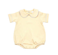 Short Sleeve Piped Collar Romper